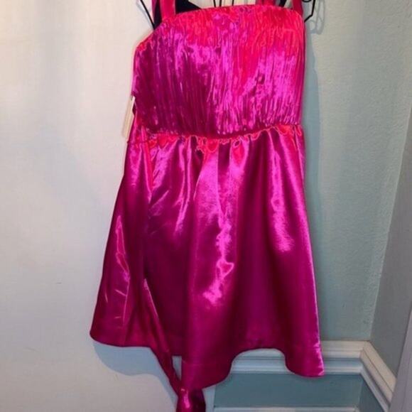Anthropologie Bow tie Satin Mini Dress Pink size 8 - Picture 8 of 9